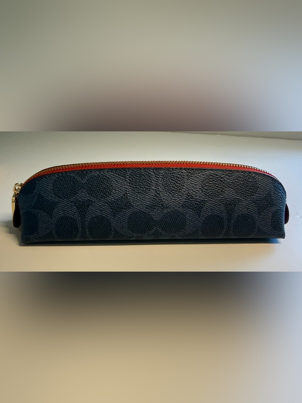 COACH pencil case signature canvas navy with red trim - Picture 8 of 8